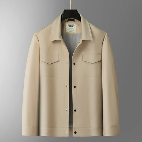 Herren Hemdjacke aus Lederoptik mit aufgesetzten Brusttaschen und Druckknopfleiste Echo Archiv