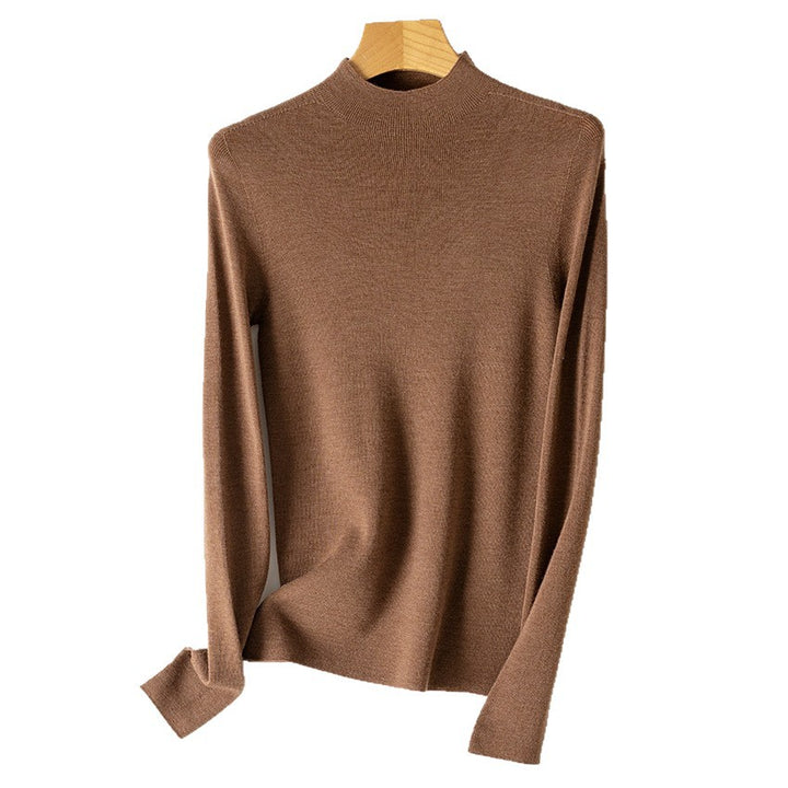 Damen Feiner Stretch-Feinstrickpullover mit halbem Stehkragen und schlanker Silhouette Echoarchiv