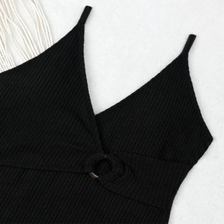 Damen Eleganter Einteiler Badeanzug mit modischem Wickeldetail und tiefem V-Ausschnitt Echo Archiv