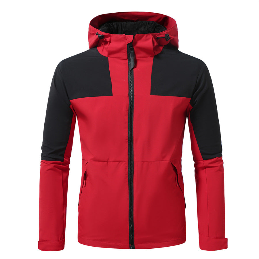 Herren Windbreaker Jacke mit verstellbarem Kapuzenkragen und seitlichen Taschen Echoarchiv