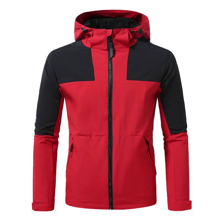 Herren Windbreaker Jacke mit verstellbarem Kapuzenkragen und seitlichen Taschen Echoarchiv