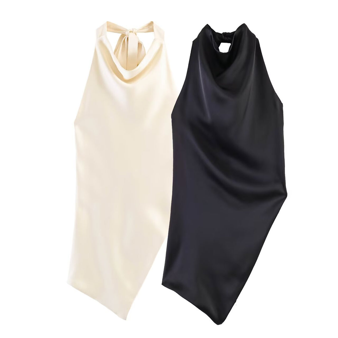 Damen elegantes Haltertop mit einzigartigem asymmetrischem Schnitt und dekorativem Knoten Echo Archiv