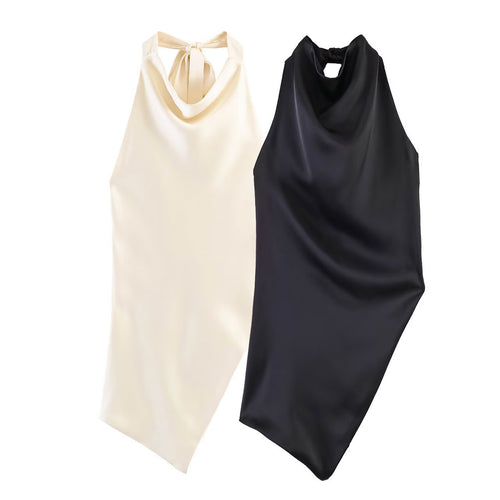 Damen elegantes Haltertop mit einzigartigem asymmetrischem Schnitt und dekorativem Knoten Echo Archiv