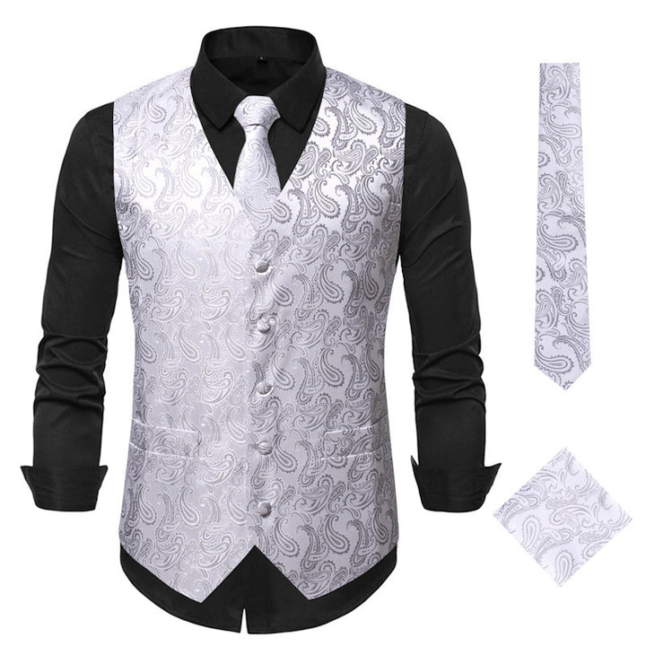 Herren Elegante Weste mit Paisleymuster und passendem Krawatten-Set Echoarchiv