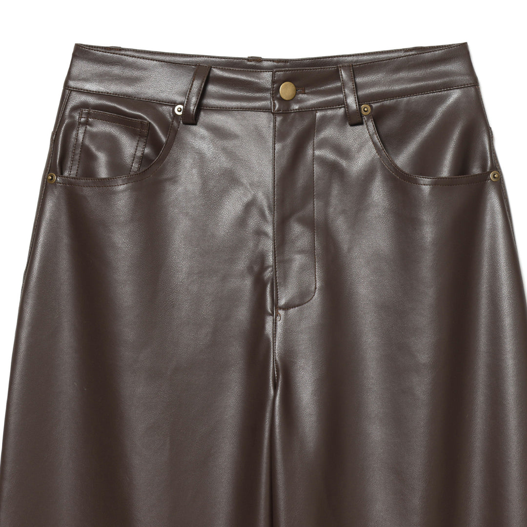 Damen nan weite Highwaist Cropped-Lederhose mit Five‑Pocket und geradem Bein Echo Archiv