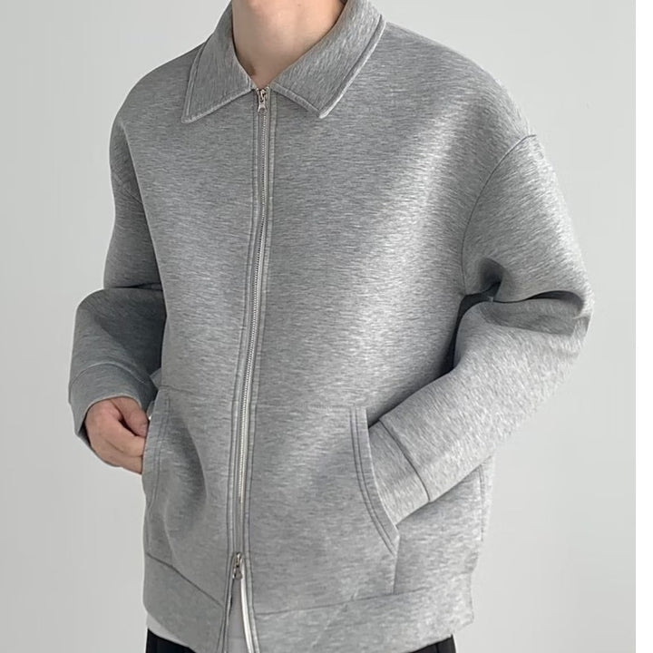 Herren Reißverschluss-Sweatjacke mit Hemdkragen und Oversize-Schnitt Echoarchiv