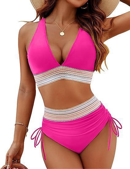 Damen Bikini-Set mit hoch tailliertem Slip und sportlichen Akzenten Echoarchiv