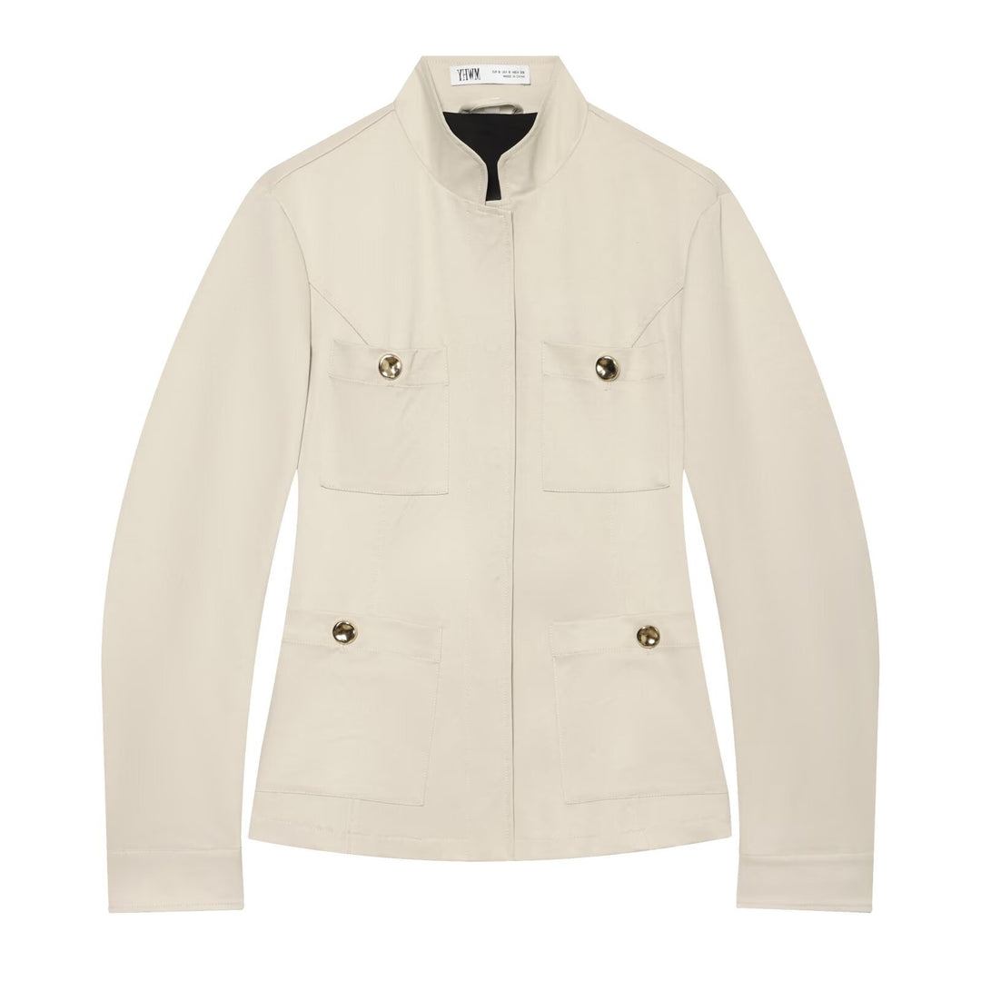 Damen Leichte Feldjacke im Safari-Stil mit Stehkragen und vier Pattentaschen Echoarchiv