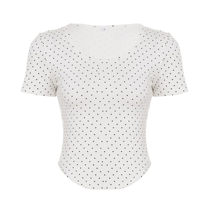 Damen Polka-Dot Shirt mit Rundhalsausschnitt und figurbetontem Schnitt Echo Archiv
