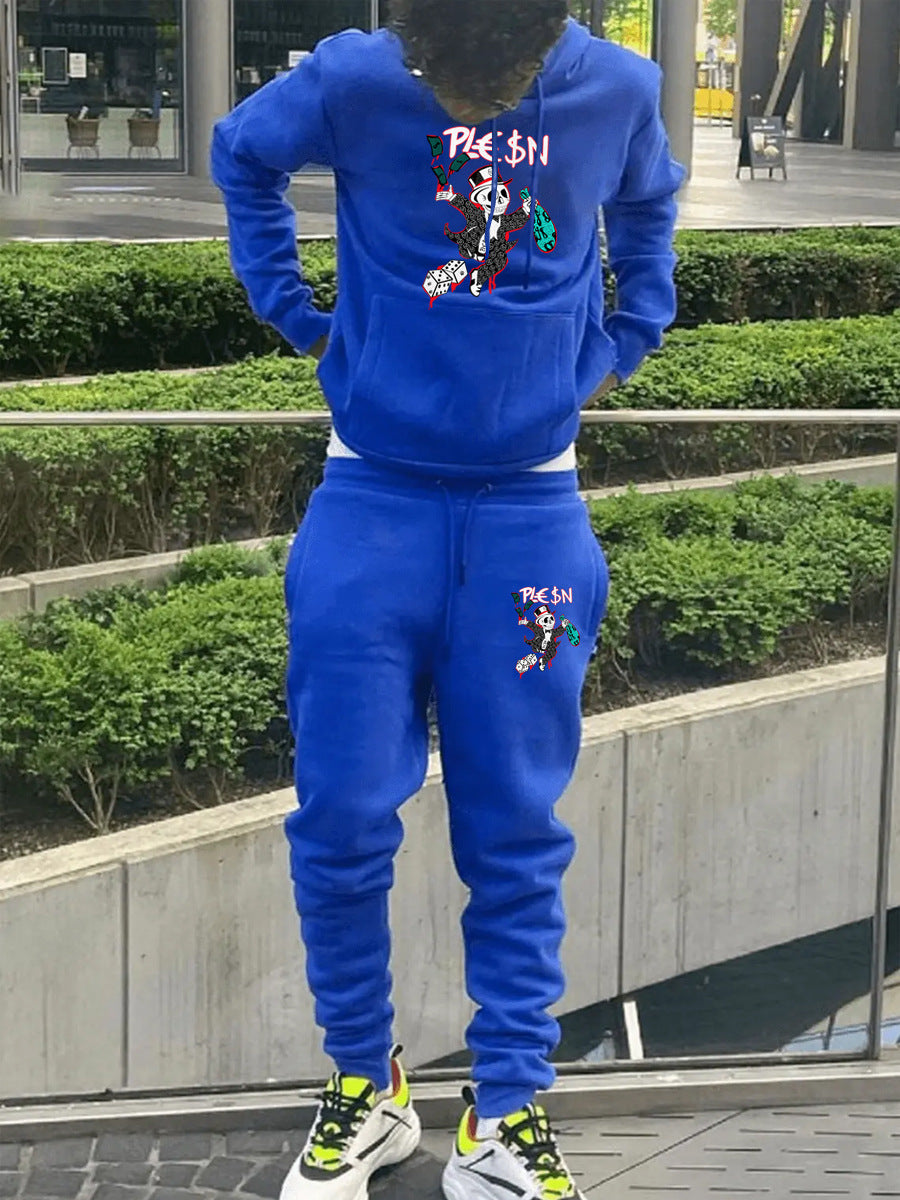 Herren Jogginganzug mit auffälligem Grafikdesign und praktischem Kängurutaschen Echoarchiv