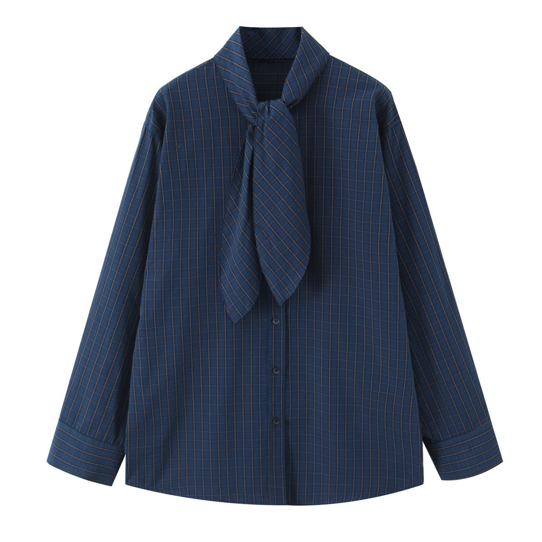 Damen Kariertes Blusenshirt mit Schluppe und weiter Passform Echo Archiv