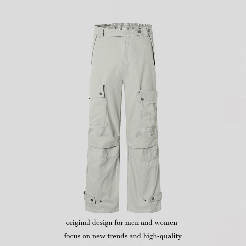 Damen weite Cargo-Culottehose mit hohem Bund, elastischem Taillenpass und Multi-Taschen Echoarchiv