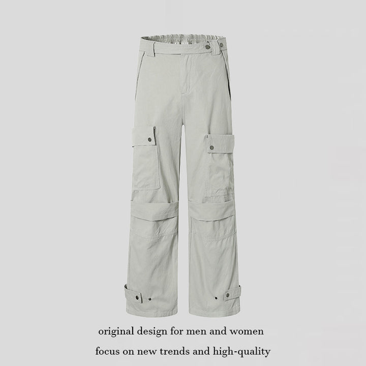 Damen weite Cargo-Culottehose mit hohem Bund, elastischem Taillenpass und Multi-Taschen Echoarchiv