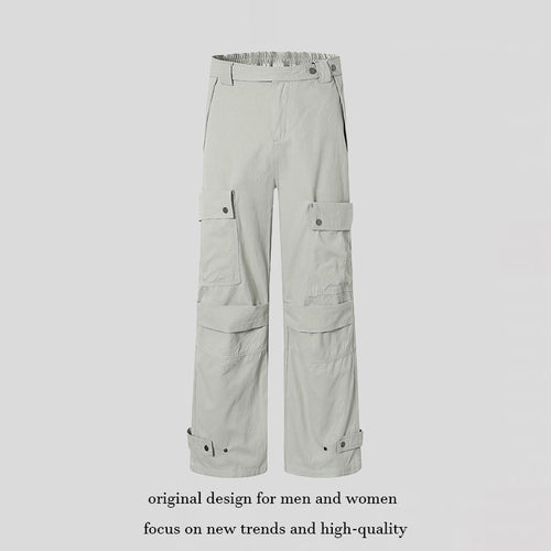 Damen weite Cargo-Culottehose mit hohem Bund, elastischem Taillenpass und Multi-Taschen Echoarchiv