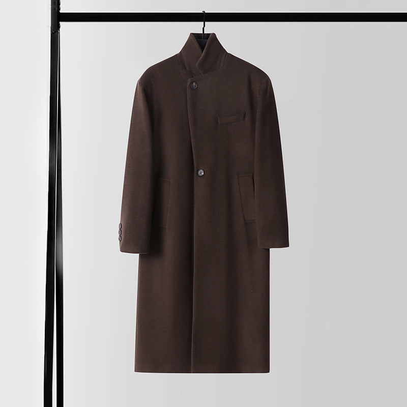 Herren Taillierter Wollmix-Longcoat mit Schalkragen und Ein-Knopf-Verschluss Echoarchiv