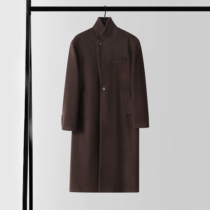 Herren Taillierter Wollmix-Longcoat mit Schalkragen und Ein-Knopf-Verschluss Echoarchiv
