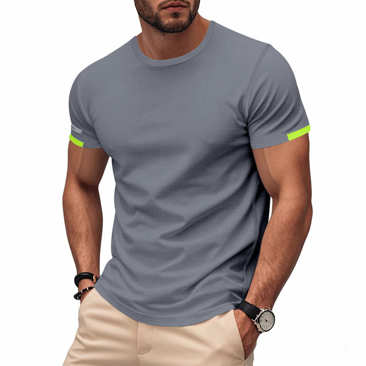 Herren nan athletisches Funktions-T-Shirt mit Rundhalsausschnitt, körpernahem Stretchschnitt und kontrastierendem Ärmelsaum Echo Archiv