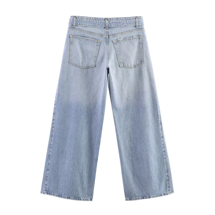Damen weite Jeans im modernen Schnitt mit hohen Seitenöffnungen Echo Archiv