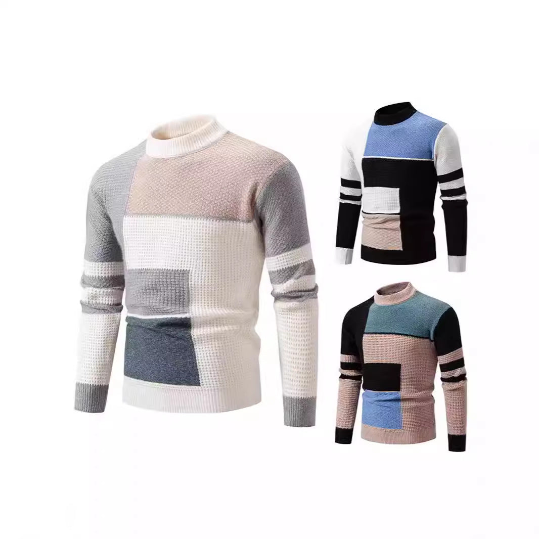 Herren Strukturierter Pullover mit modernem Farbblockdesign Echoarchiv