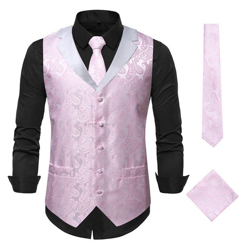 Herren elegante Weste mit floralem Jacquard-Muster und passendem Krawatten-Set Echoarchiv