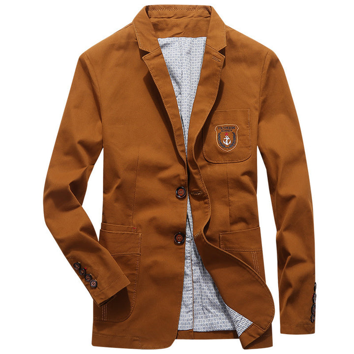 Herren Baumwoll-Canvas Sakko im Casual-Look mit Brustpatch – Tianoro