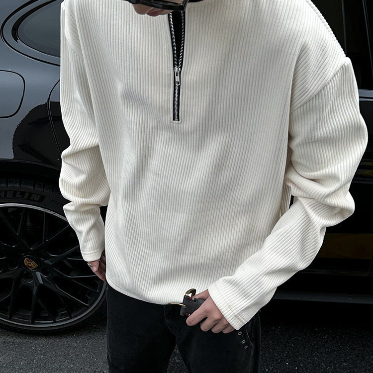 Herren moderner Strickpullover mit halblangem Reißverschluss Echoarchiv