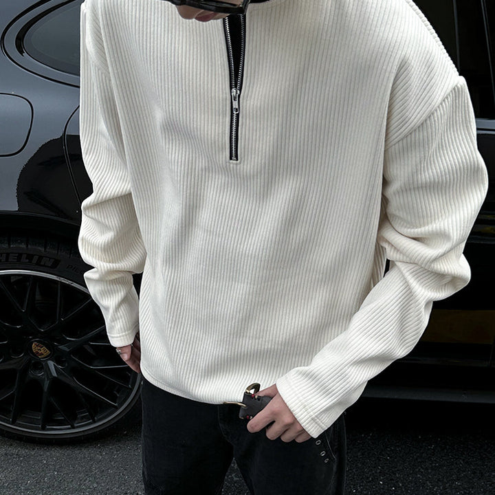 Herren moderner Strickpullover mit halblangem Reißverschluss Echoarchiv