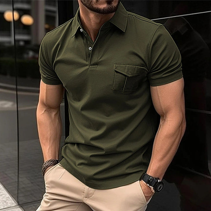 Herren Kurzarm Poloshirt mit praktischer Brusttasche und modernem Schnitt Echoarchiv