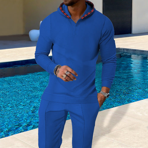 Herren Sportlicher Hoodie mit Karodetails und passtgenauen Jogginghose Echoarchiv