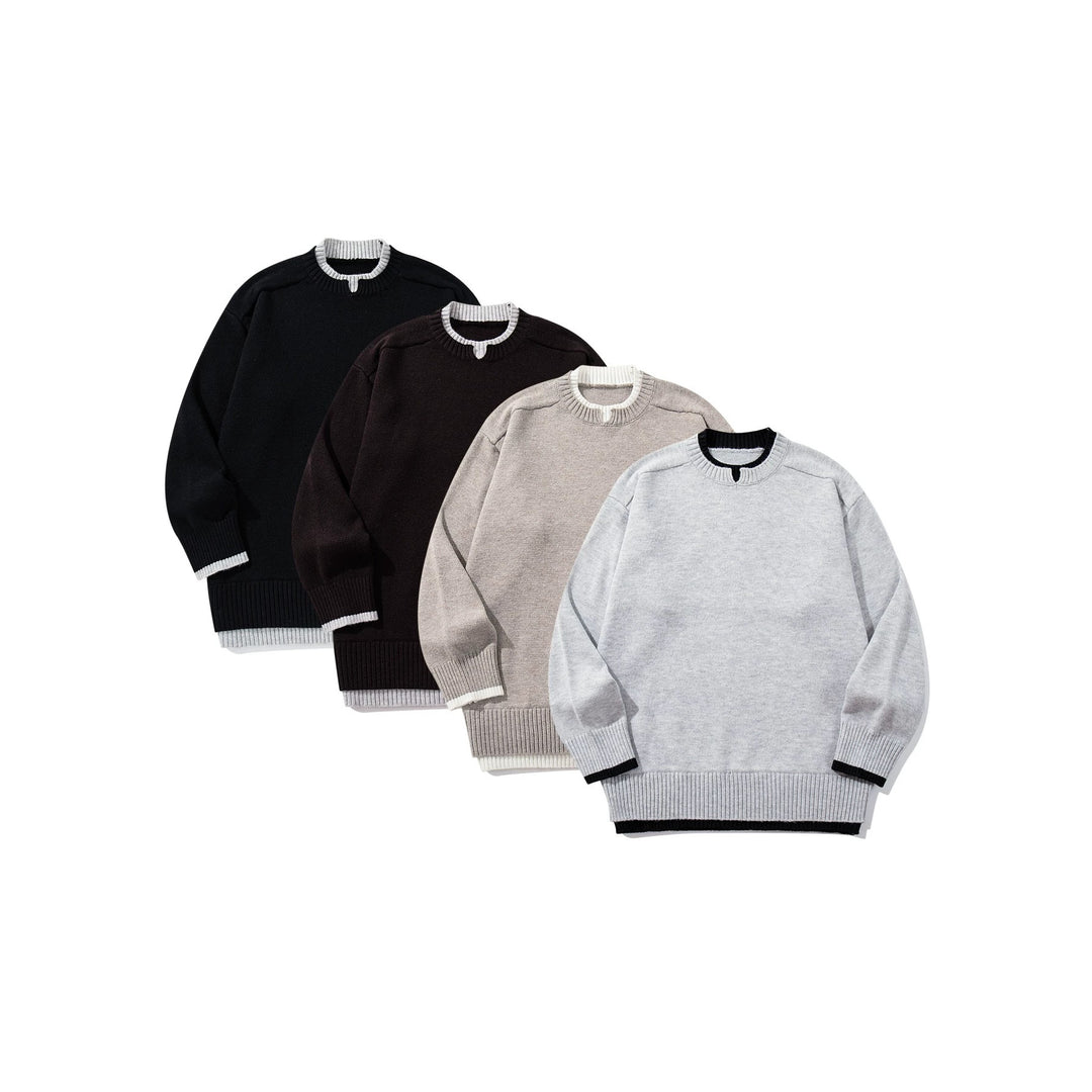 Damen Oversize‑Strickpullover mit kontrastiertem Rippkragen und verlängertem Bund Echoarchiv