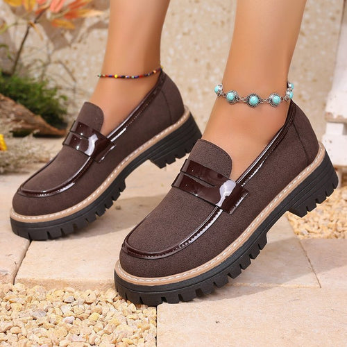 Damen nan modische Plateau-Loafer mit robuster Traktorsohle, gepolstertem Komfortfußbett und eleganter Penny-Lasche Echo Archiv