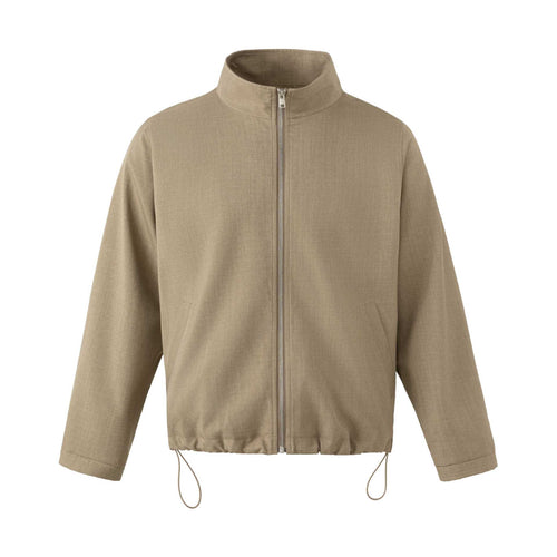 Herren Leichte Baumwoll-Mischgewebe-Utility-Jacke mit Stehkragen und Kordelzug Echoarchiv
