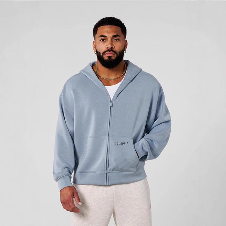 Herren Kapuzenpullover mit durchgehendem Reißverschluss und praktischen Taschen Echoarchiv