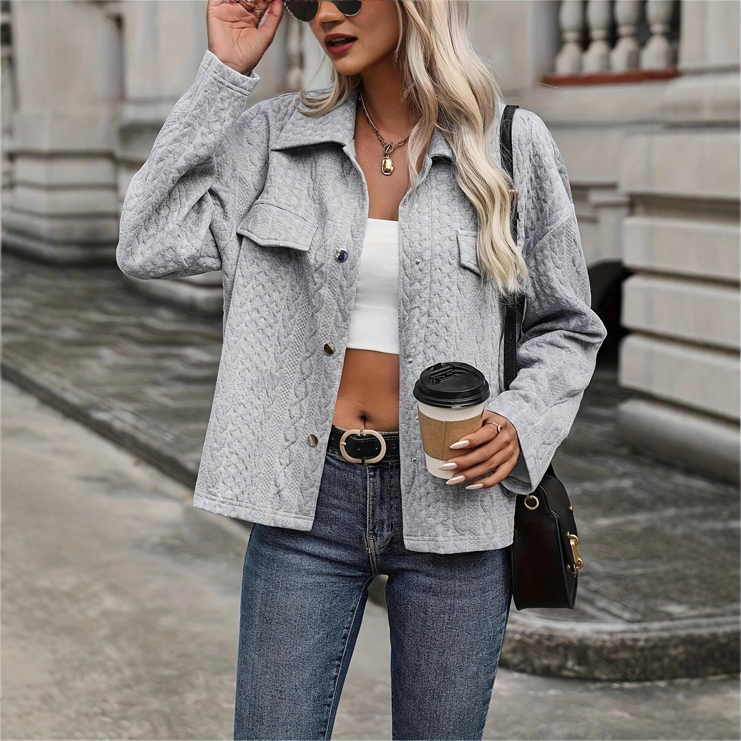 Damen Strukturierte Stepp-Hemdjacke mit Pattentaschen Echoarchiv