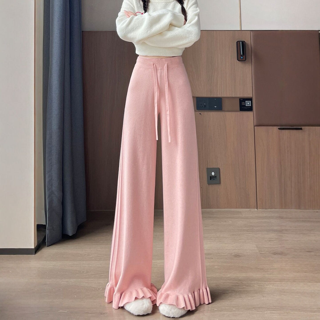 Damen Elegante, weiche Lounge-Hose mit Rüschenabschluss Echo Archiv