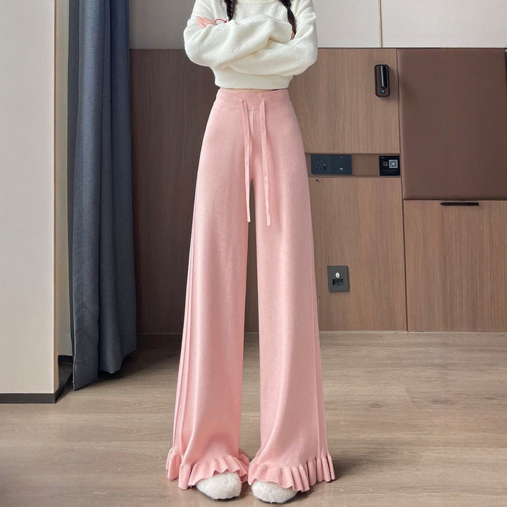 Damen Elegante, weiche Lounge-Hose mit Rüschenabschluss Echo Archiv