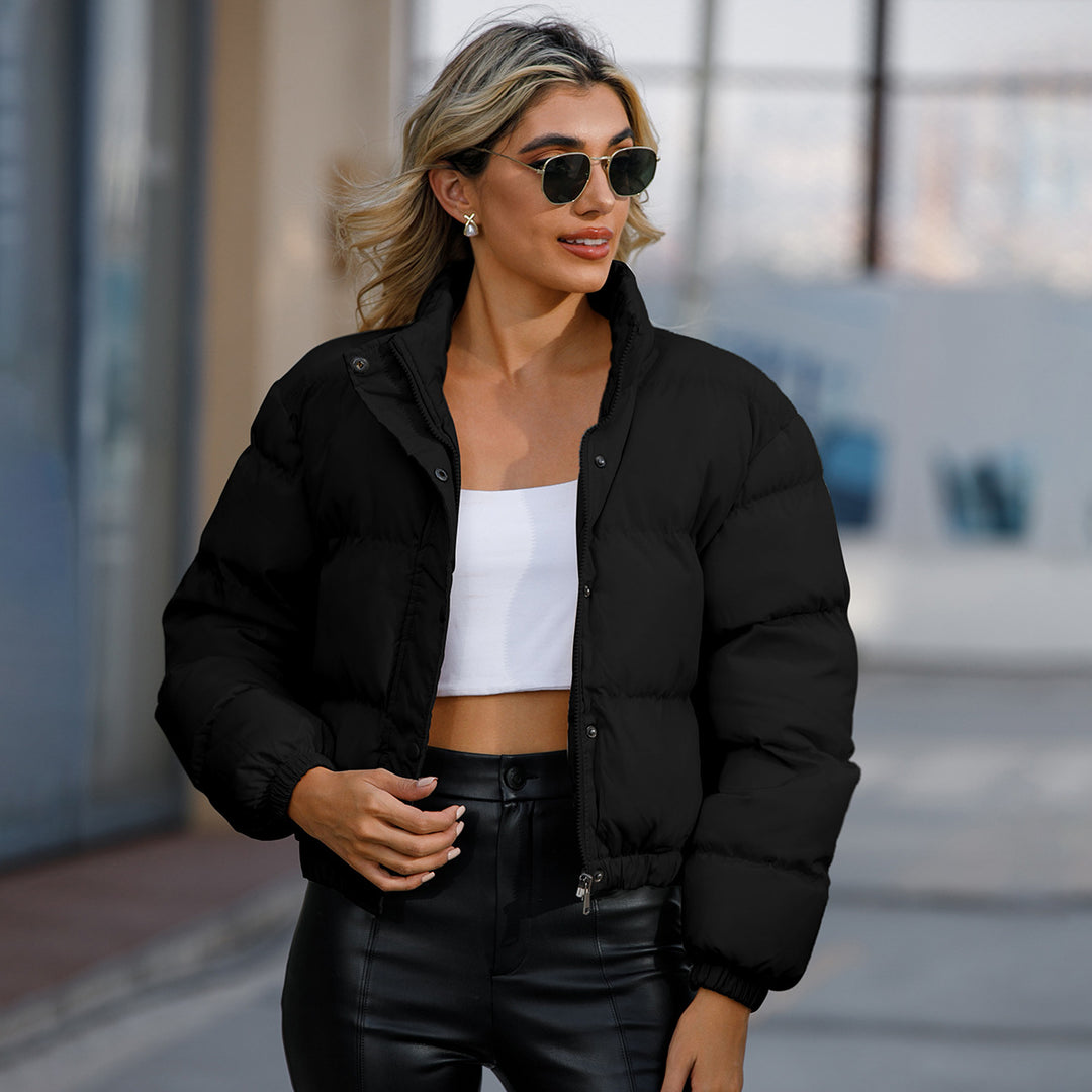 Damen nan kurze gesteppte Winterjacke mit Stehkragen und Kordelzug Echo Archiv
