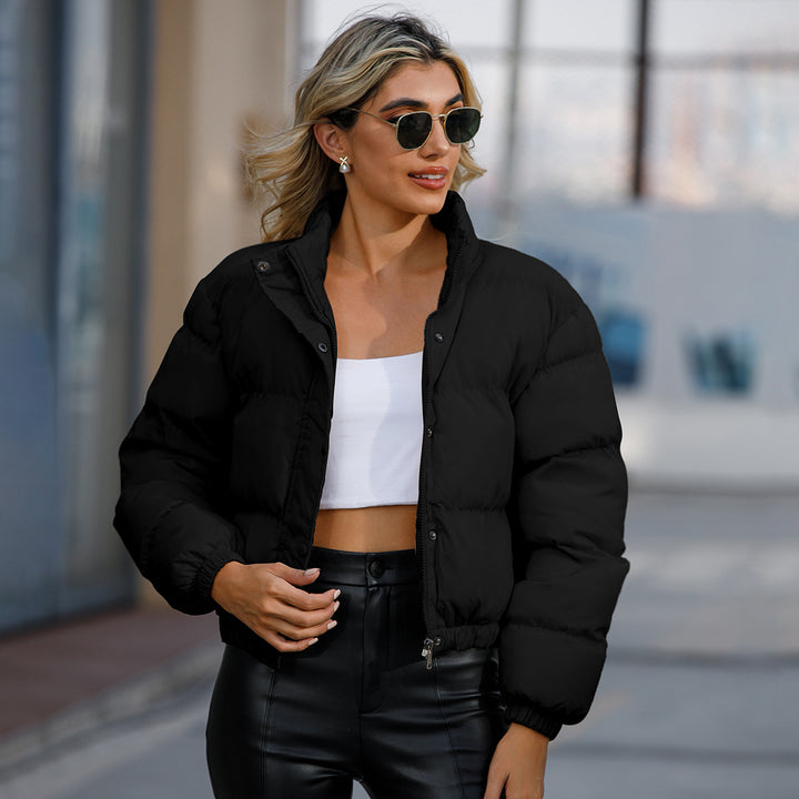 Damen nan kurze gesteppte Winterjacke mit Stehkragen und Kordelzug Echo Archiv