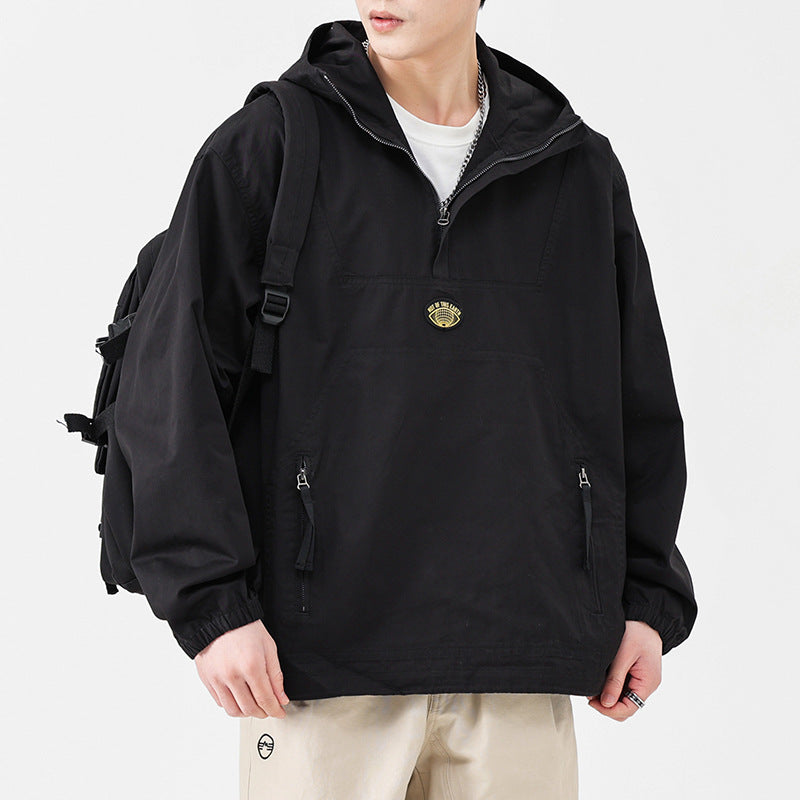 Herren Kapuzen-Anorak Pulloverjacke im Oversize-Utility-Stil Echoarchiv
