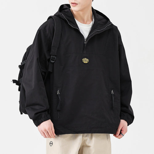 Herren Kapuzen-Anorak Pulloverjacke im Oversize-Utility-Stil Echoarchiv