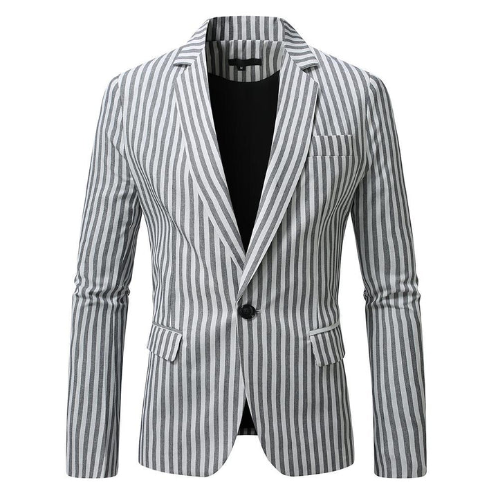Herren nan gestreiftes Slim-Fit Sakko mit schmalem Revers und Single-Button Echo Archiv