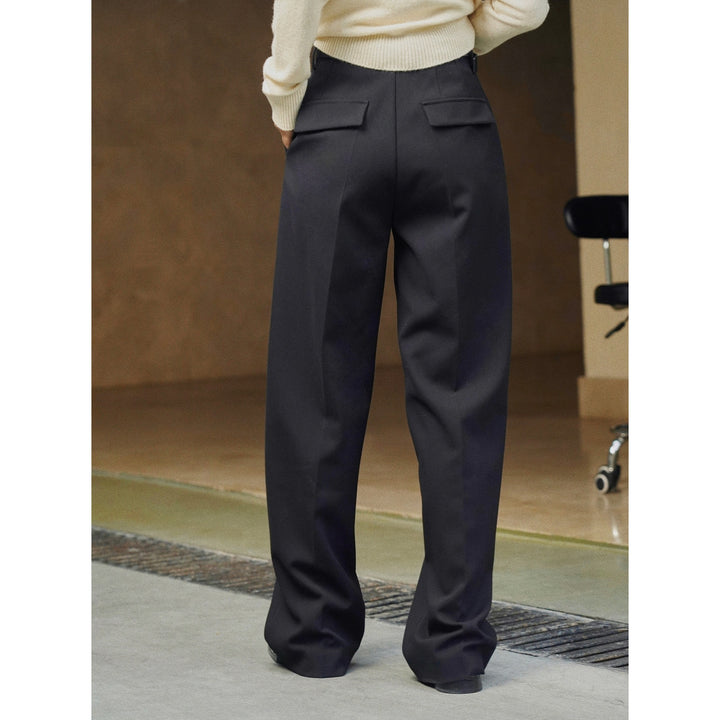 Damen Weite Bundfalten-Palazzohose mit hoher Taille und Bügelfalte Echoarchiv