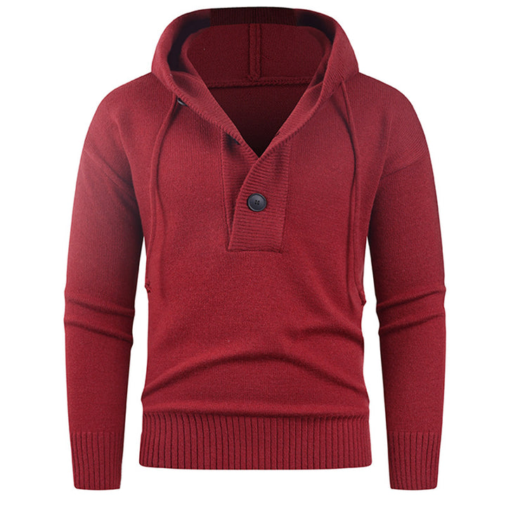 Herren modischer Pullover mit hohem Kragen und funktionalen Knöpfen Echoarchiv