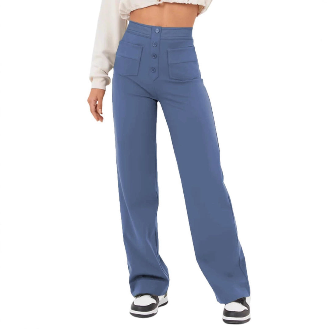Damen Hochtaillierte weite Hose mit Knopfleiste und aufgesetzten Taschen Echo Archiv