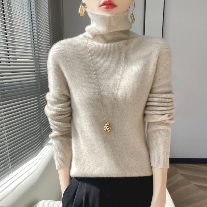 Damen Kurz geschnittener Rollkragenpullover aus weichem Kaschmir-Blend mit schmaler Silhouette Echoarchiv