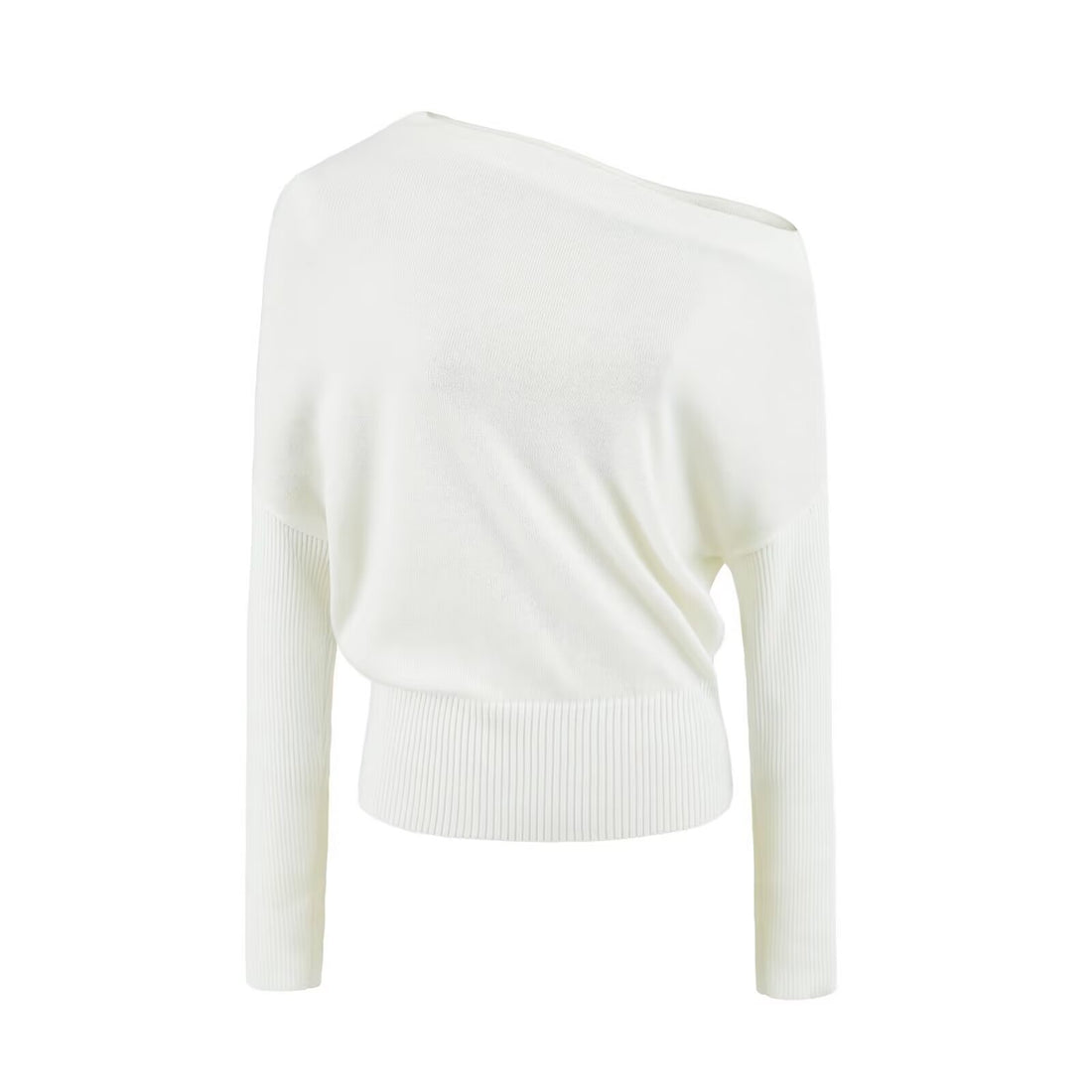 Damen Oversize One-Shoulder Pullover mit Fledermausärmeln und breitem Rippenbund Echoarchiv