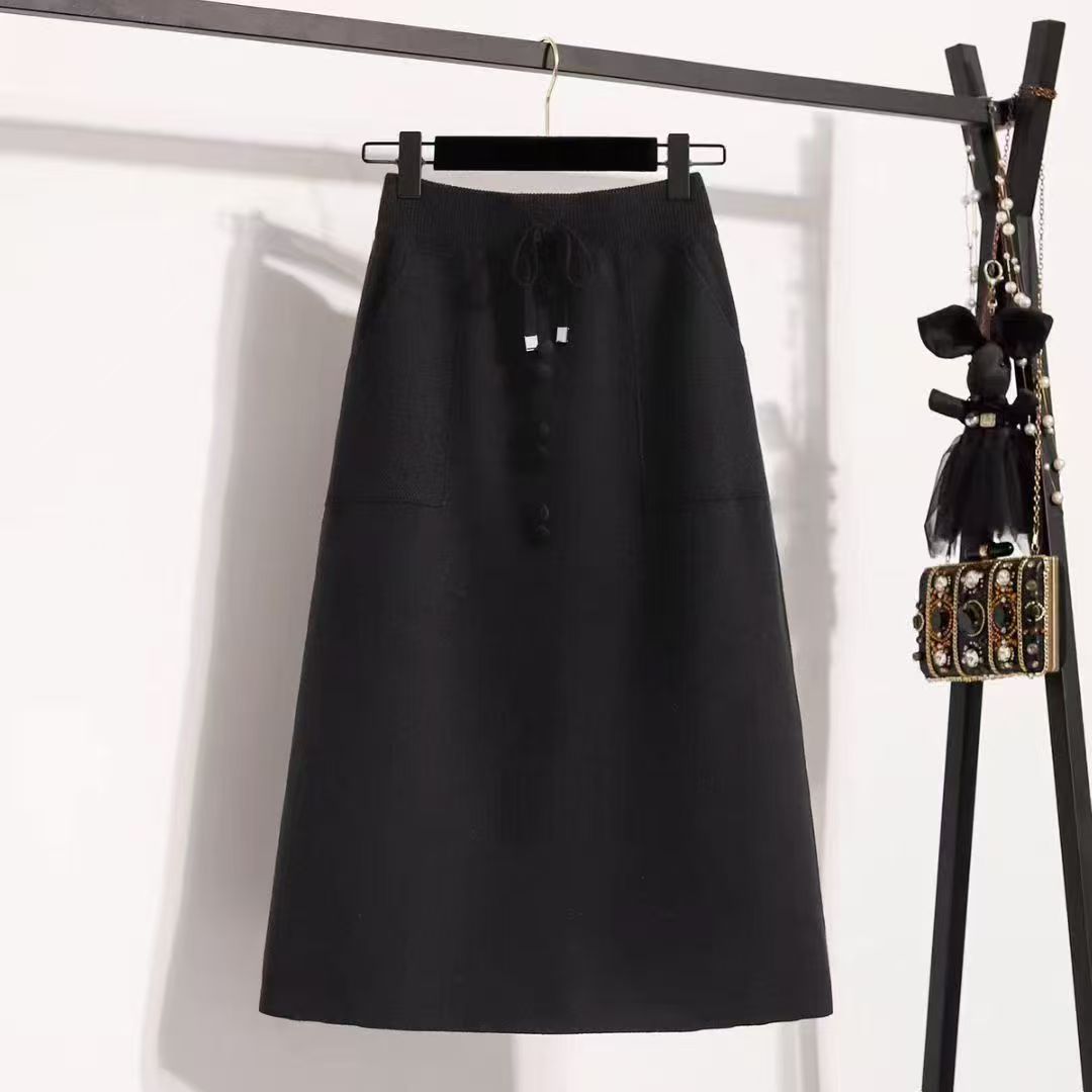 Damen Vintage Rock mit Knopfdetails und elastischem Bund Echo Archiv