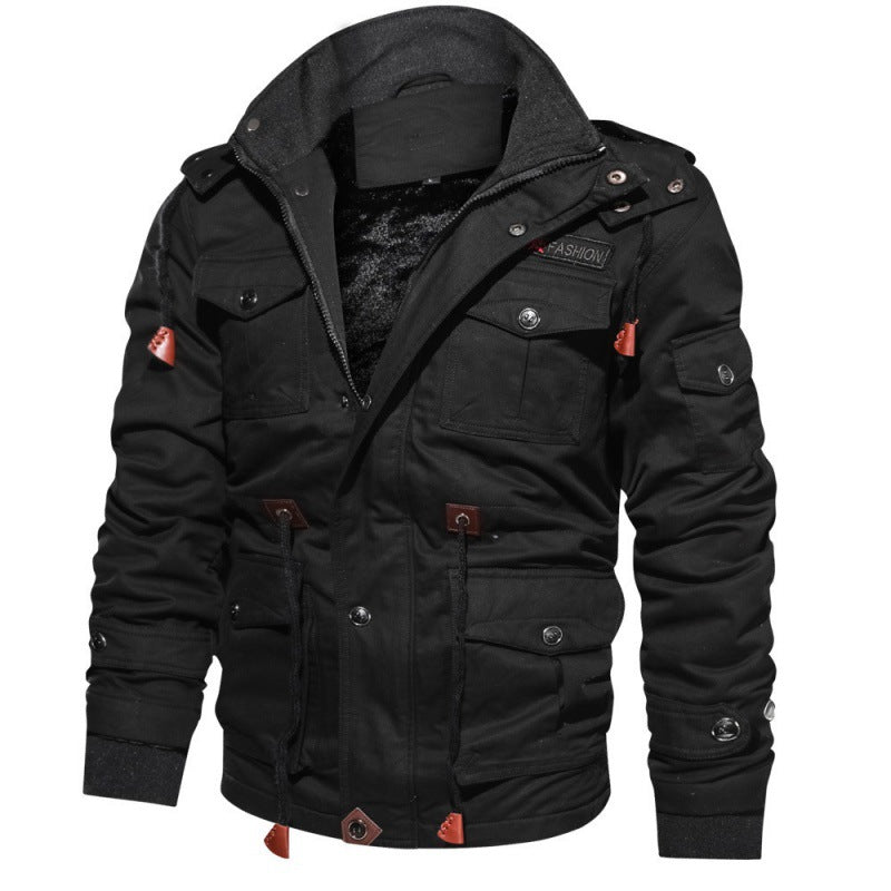 Herren nan gefütterte Canvas-Fieldjacke mit Teddyfutter, Kapuze und multifunktionalen Taschen Echo Archiv