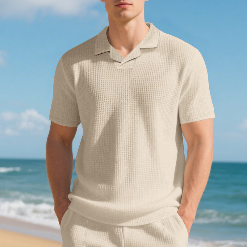Herren hochwertiges Kurzarm-Polohemd mit strukturiertem Design und modischem Kragen Echoarchiv