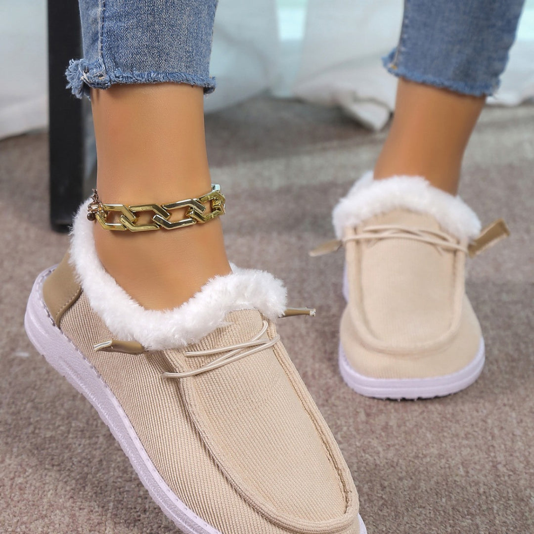 Damen Gefütterte Mokassin-Slipper mit Teddyfutter und profilierter Gummisohle Echo Archiv